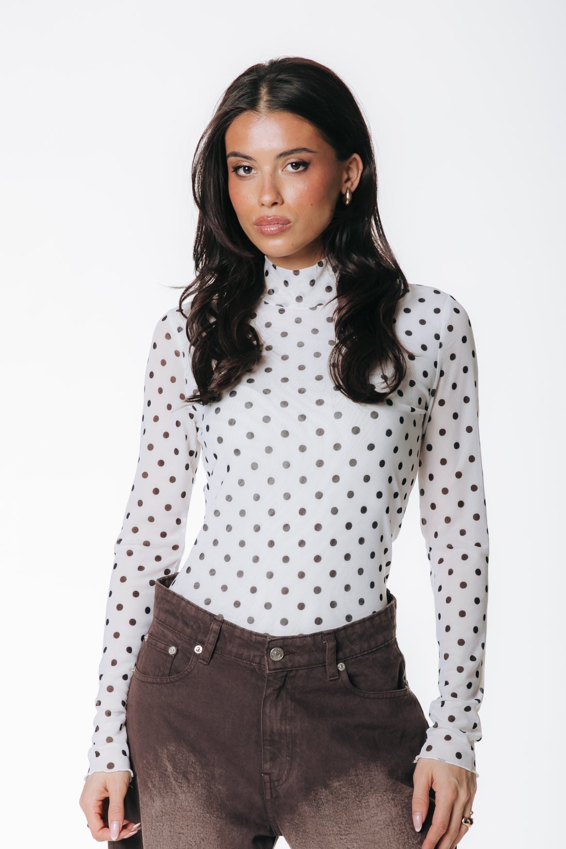 Neyo Dots Mesh Top | White
