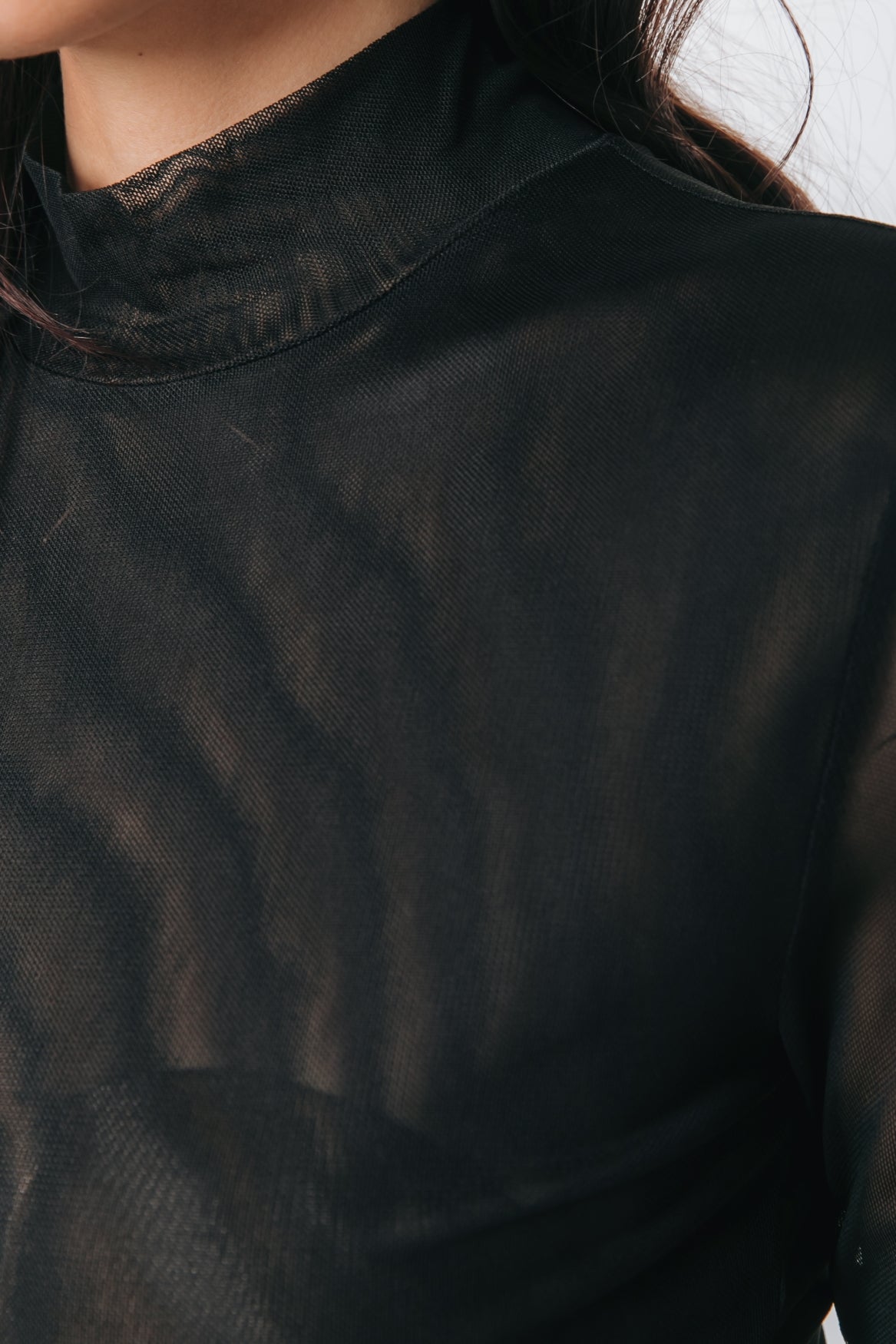Mesh Turtleneck Top | Black