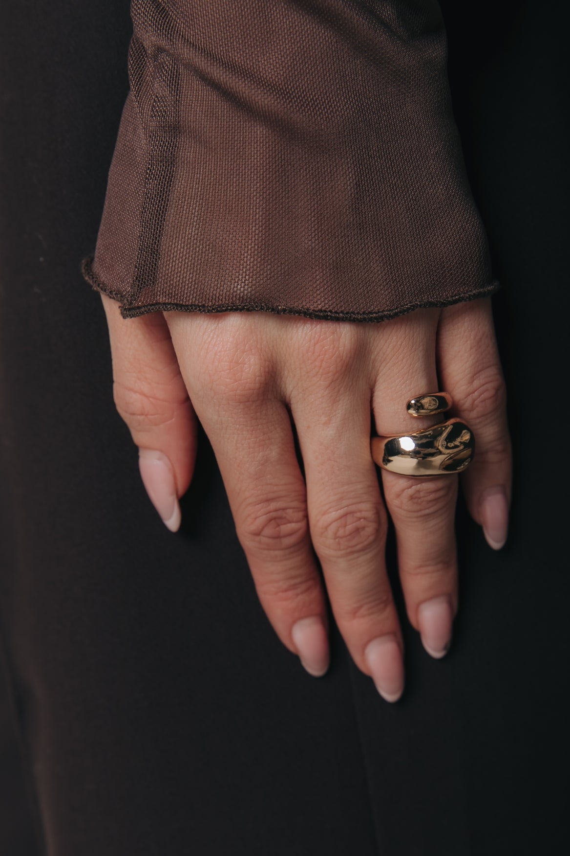 Mesh Turtleneck Top | Brown