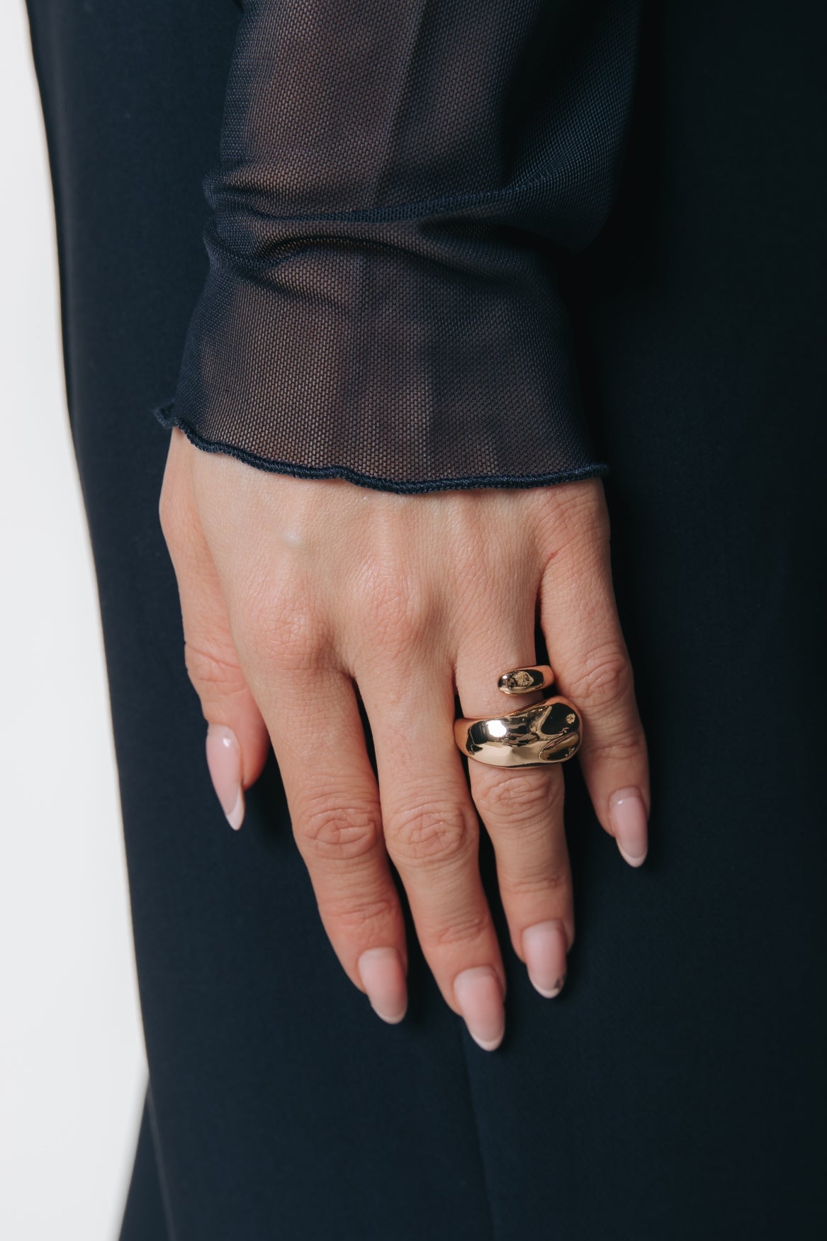 Mesh Turtleneck Top | Dark Navy