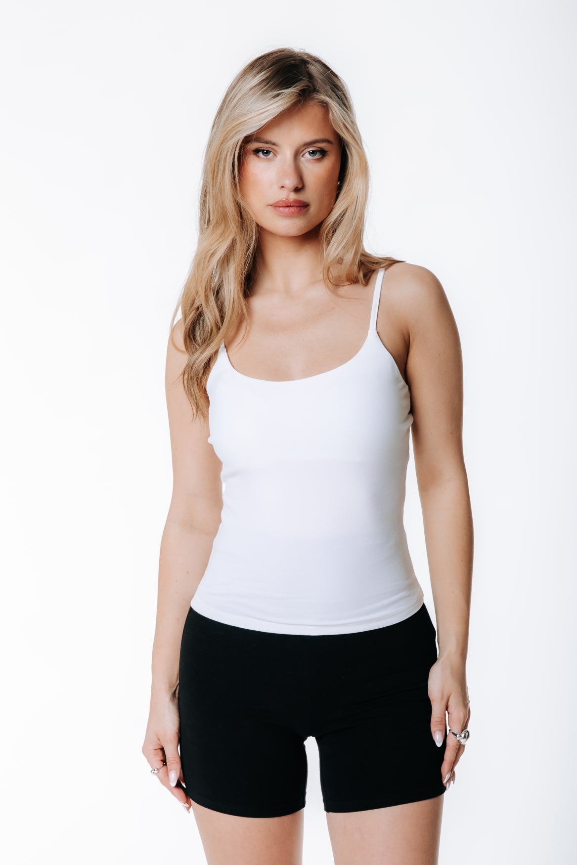 Fitted Strap Top | Optic white