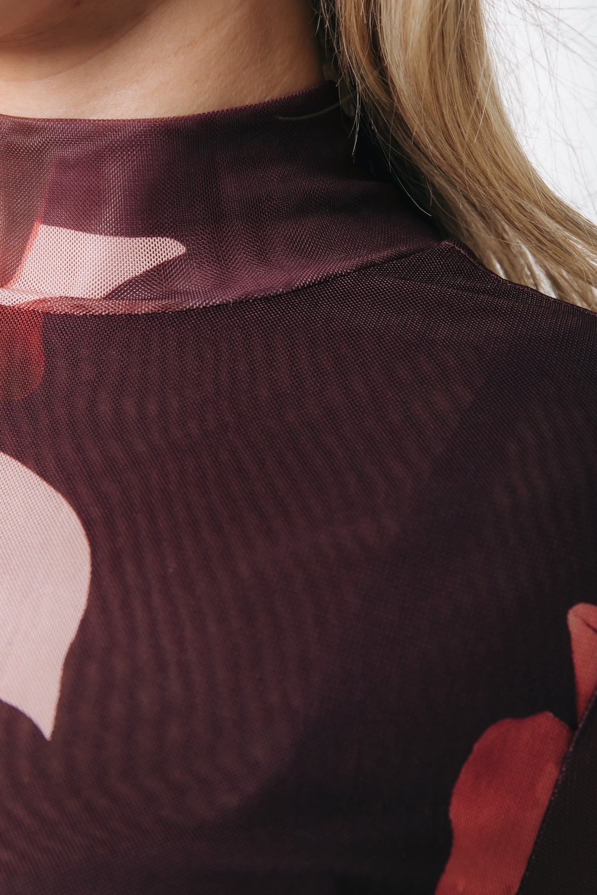 Neyo Floral Mesh Turtleneck Top | Multicolor