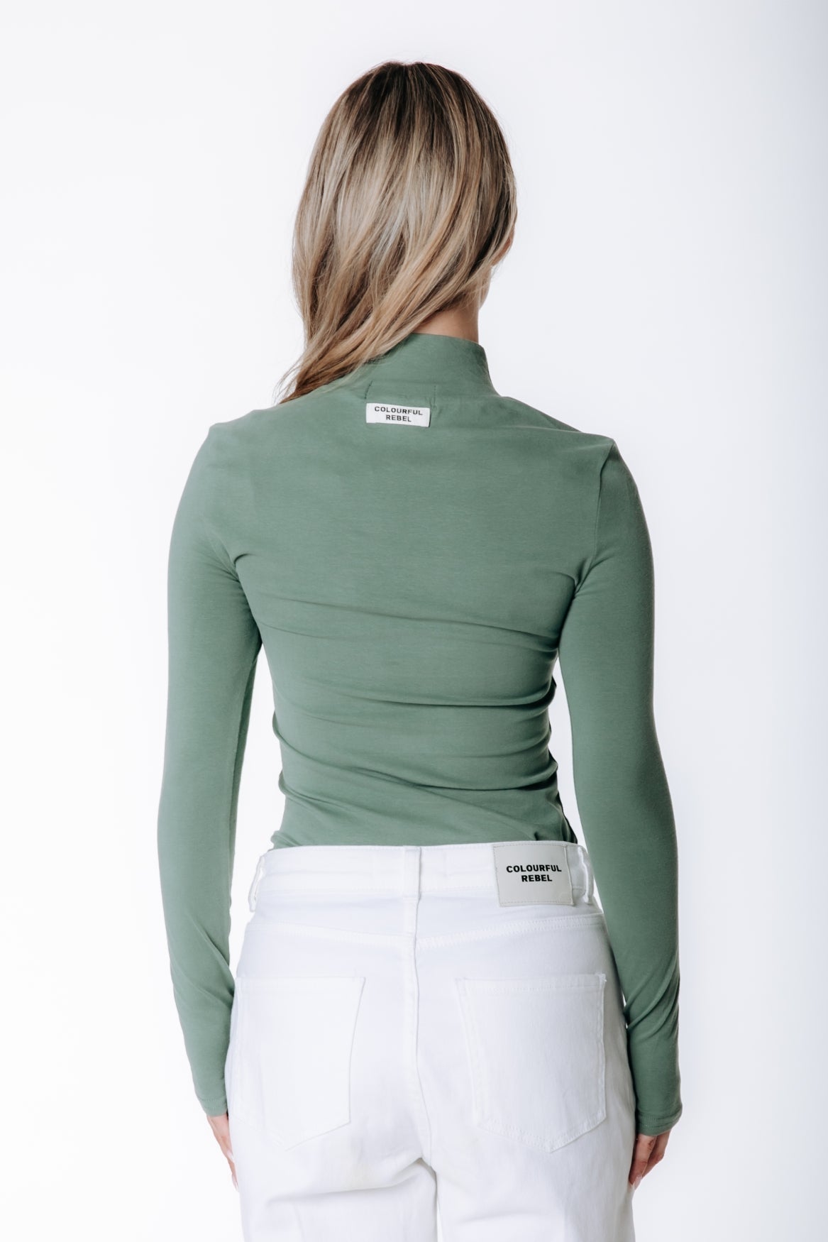 Fitted Turtleneck Top | Olive Green