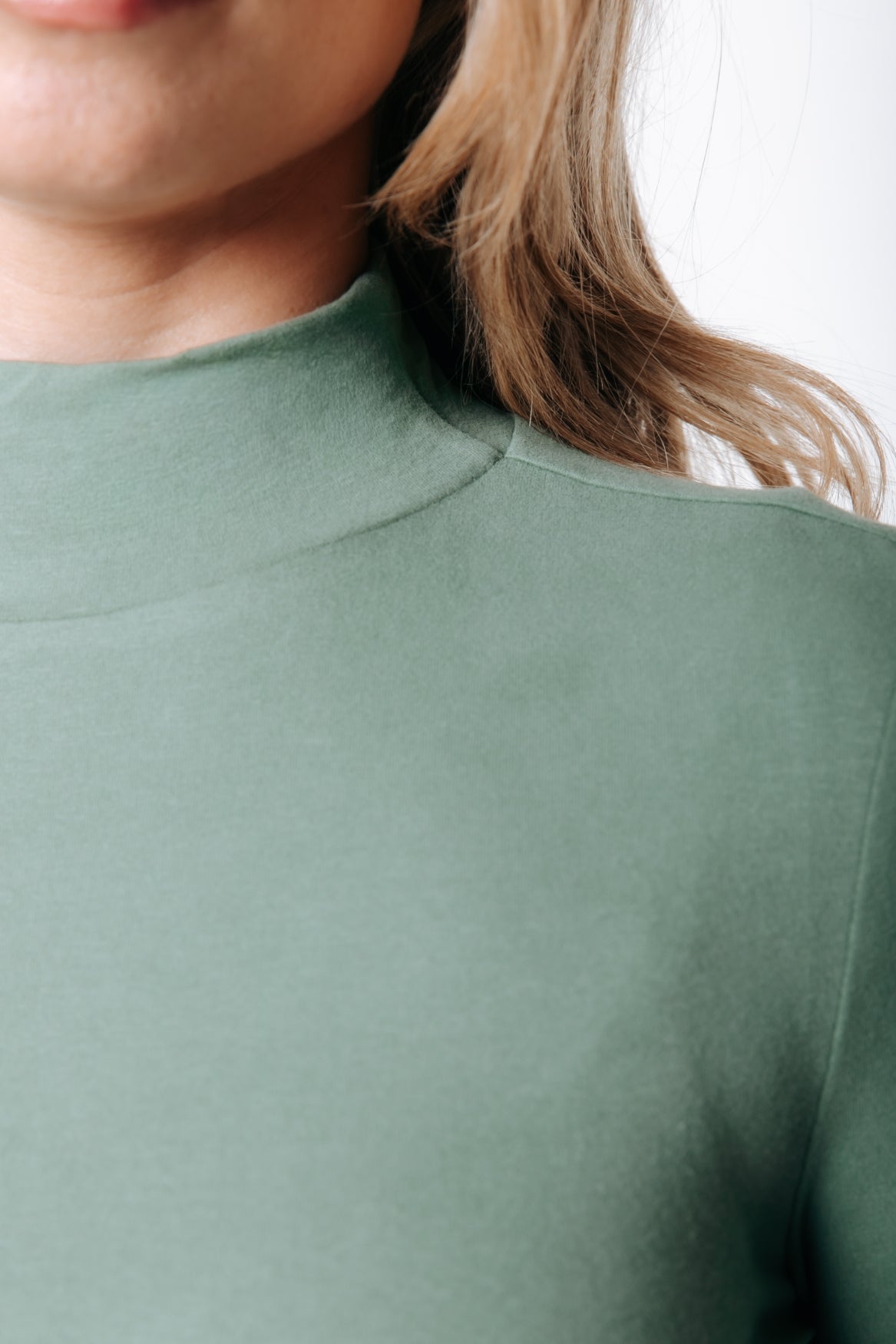 Fitted Turtleneck Top | Olive Green
