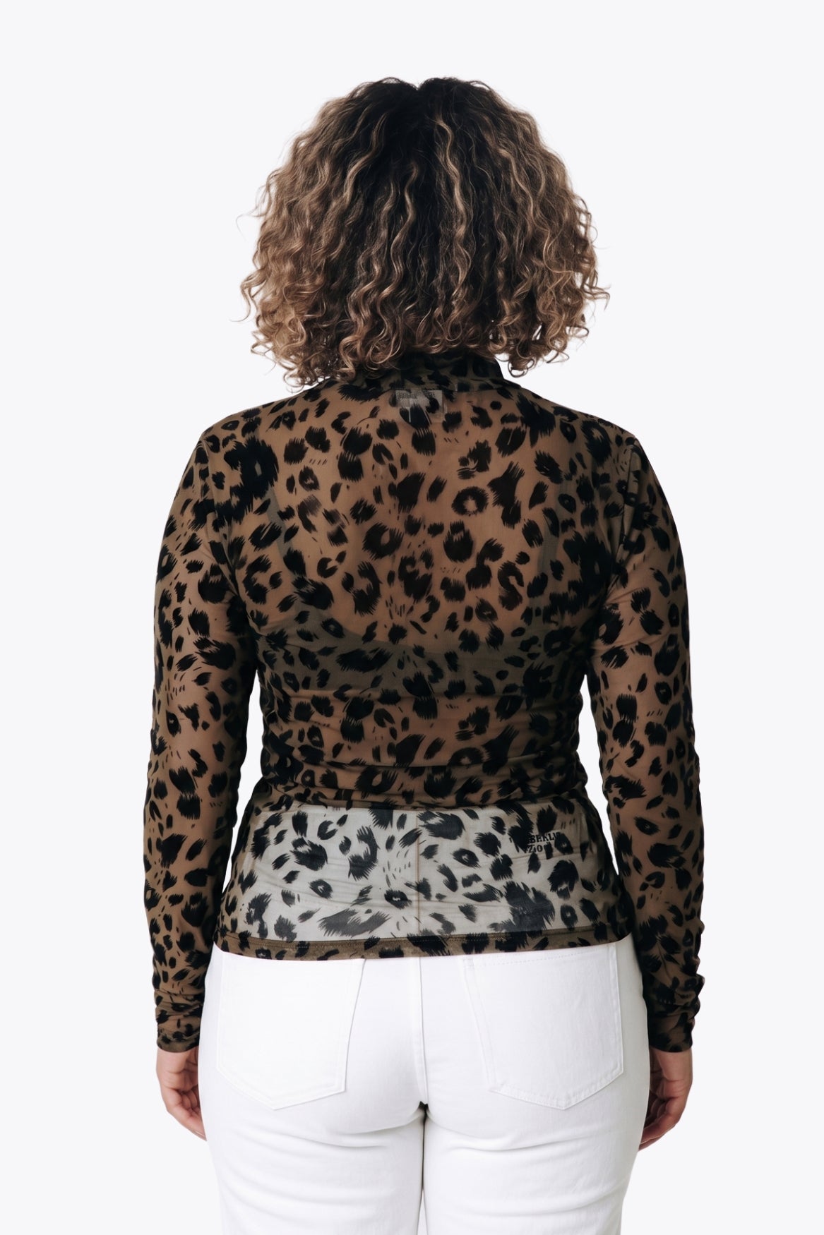 Neyo Leopard Flock Mesh Top | Light brown