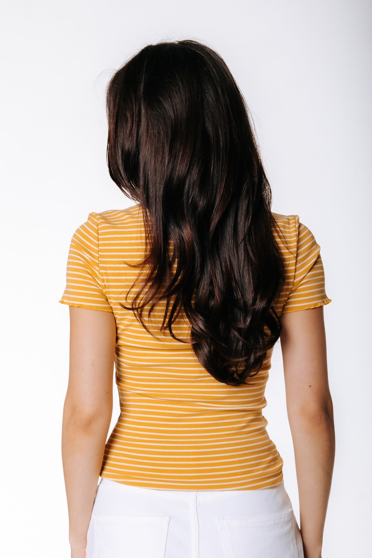 Jessie Stripe Rib Top | Yellow/White