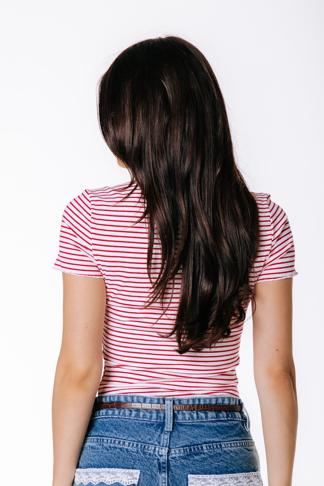 Jessie Stripe Rib Top | White/Red