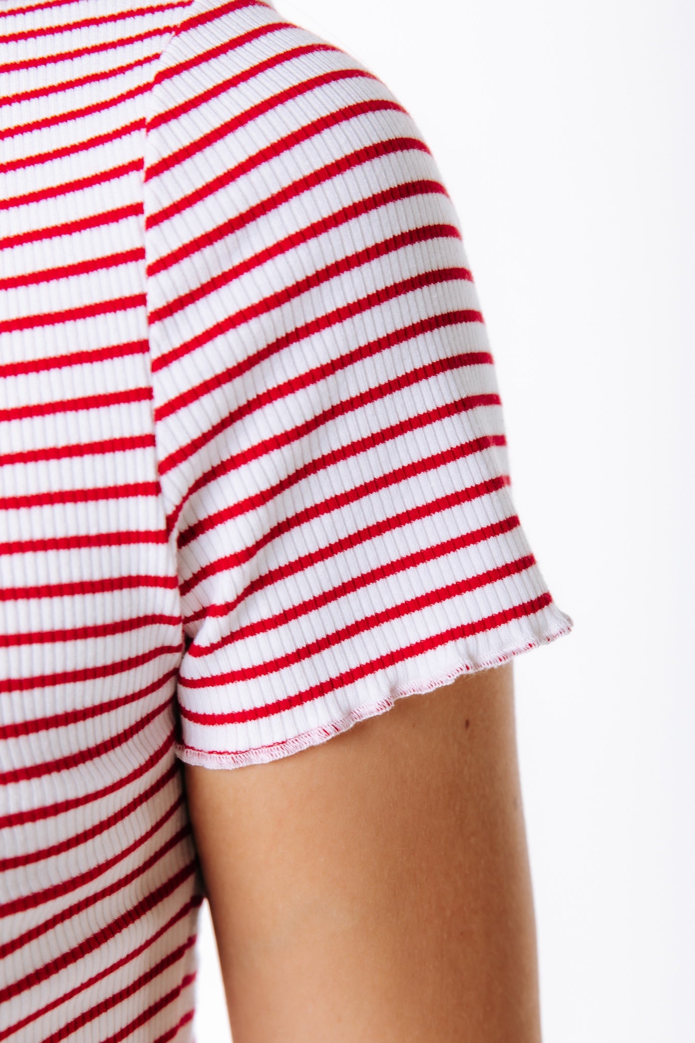 Jessie Stripe Rib Top | White/Red