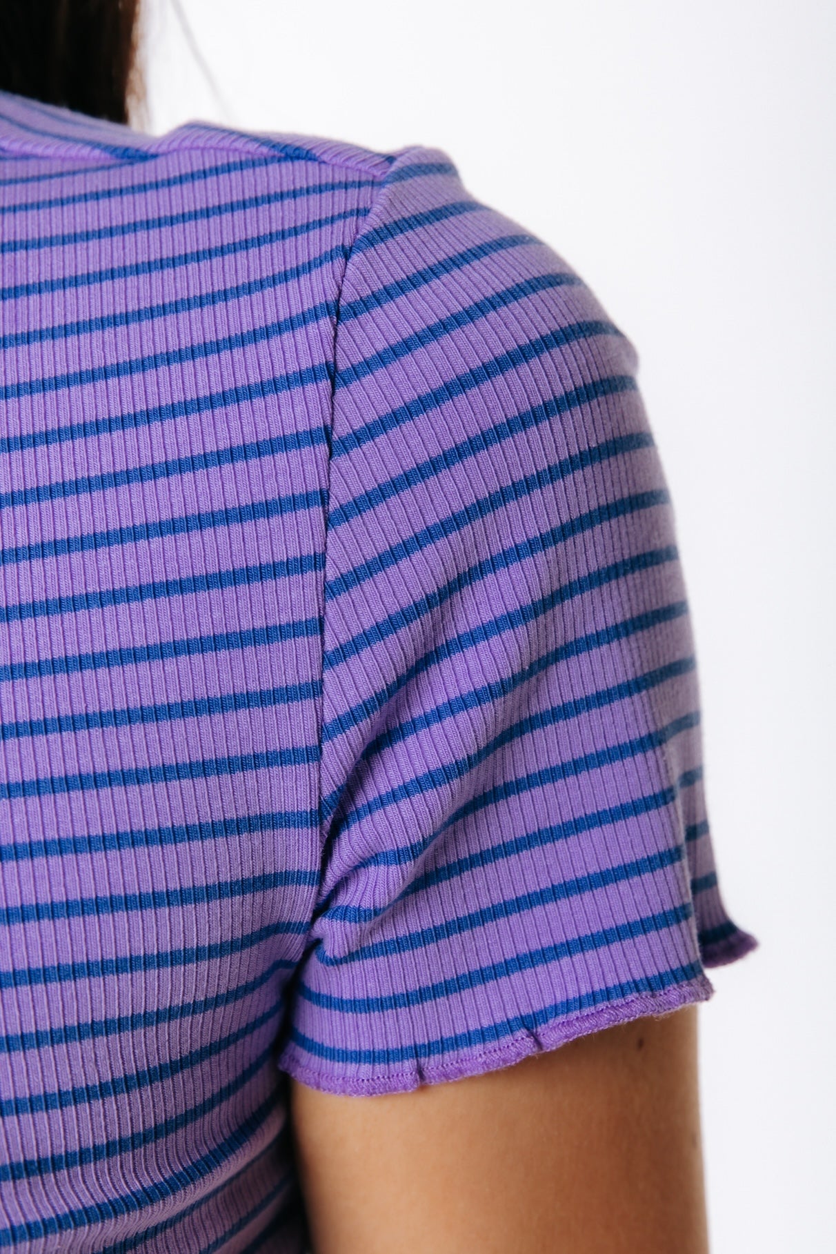 Jessie Stripe Rib Top | Purple/Dark Purple