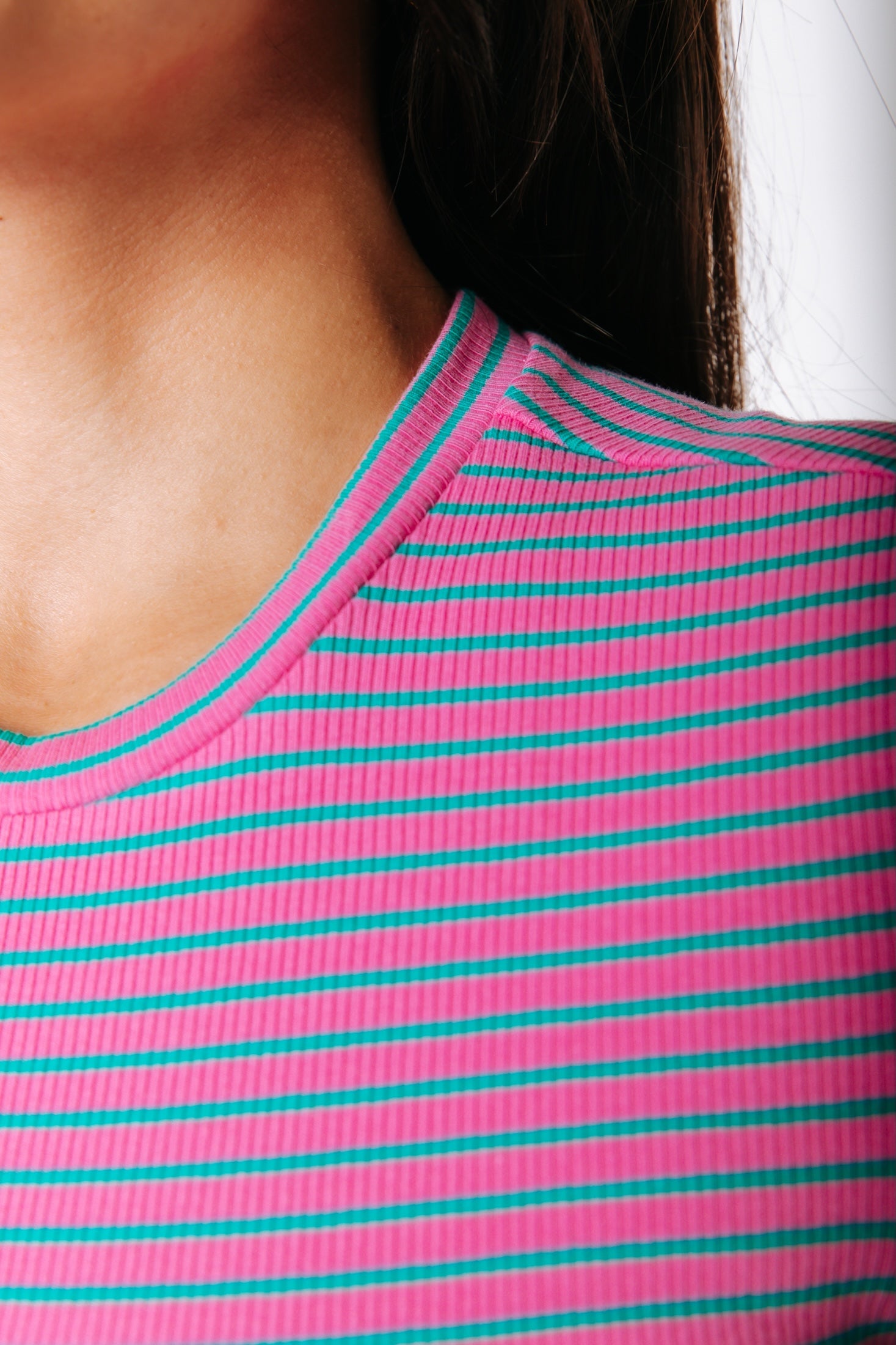 Jessie Stripe Rib Top | Pink/Green