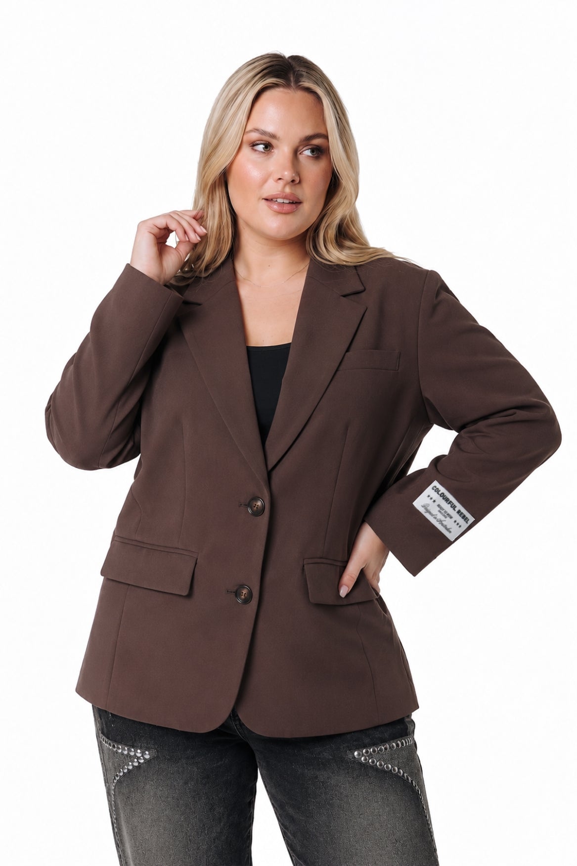 Gemma Denim Patch Blazer | Brown
