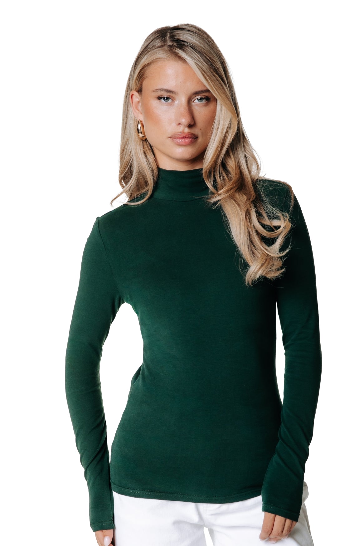 Fitted Turtleneck Top | Forest Green