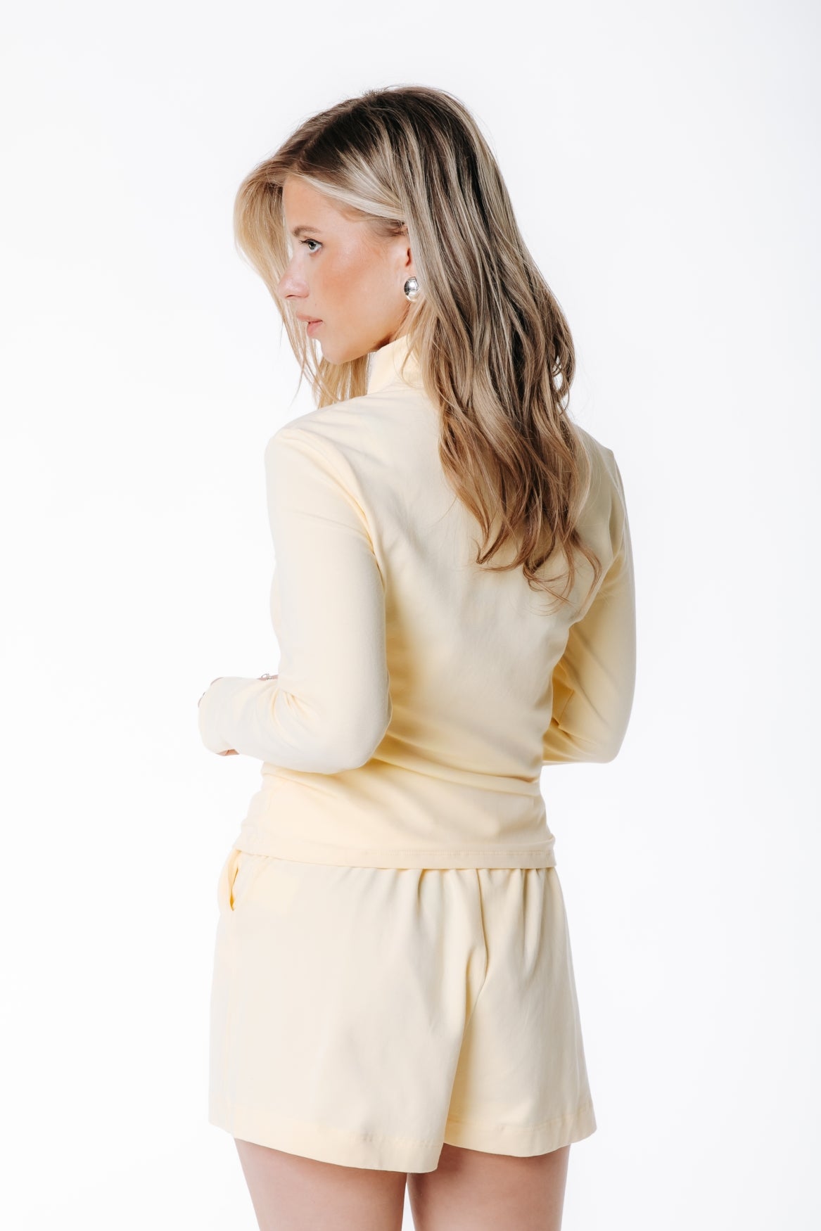 Fitted Full Zip Top | Soft yellow