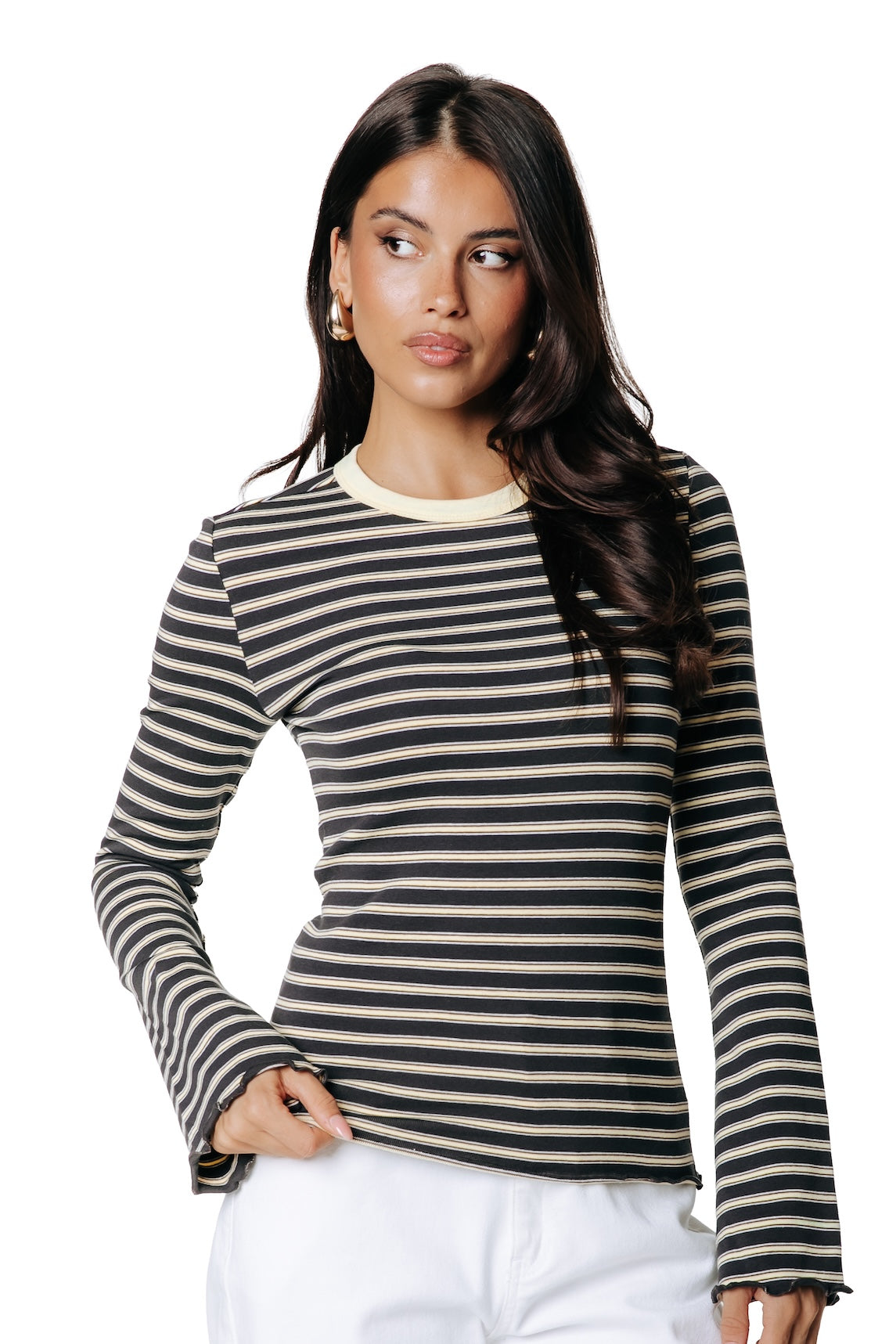 Livy Stripe Longsleeve | Brown / Yellow