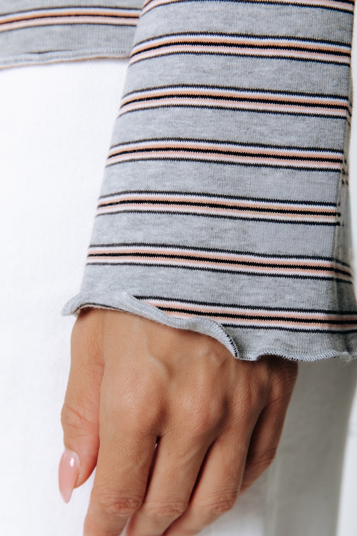 Livy Stripe Longsleeve | Grey / Coral