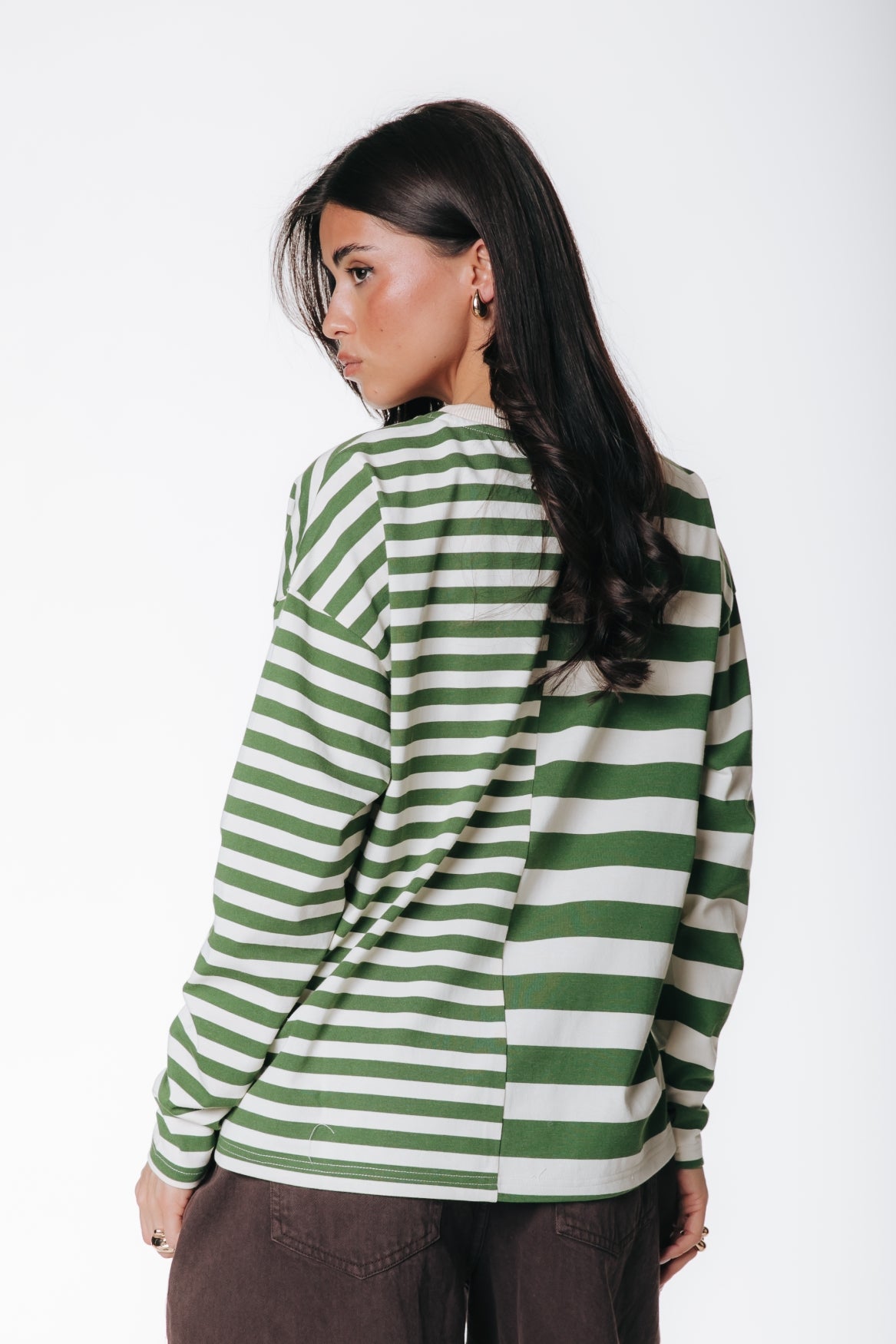 Tonal Two Striped Longsleeve | Green / White