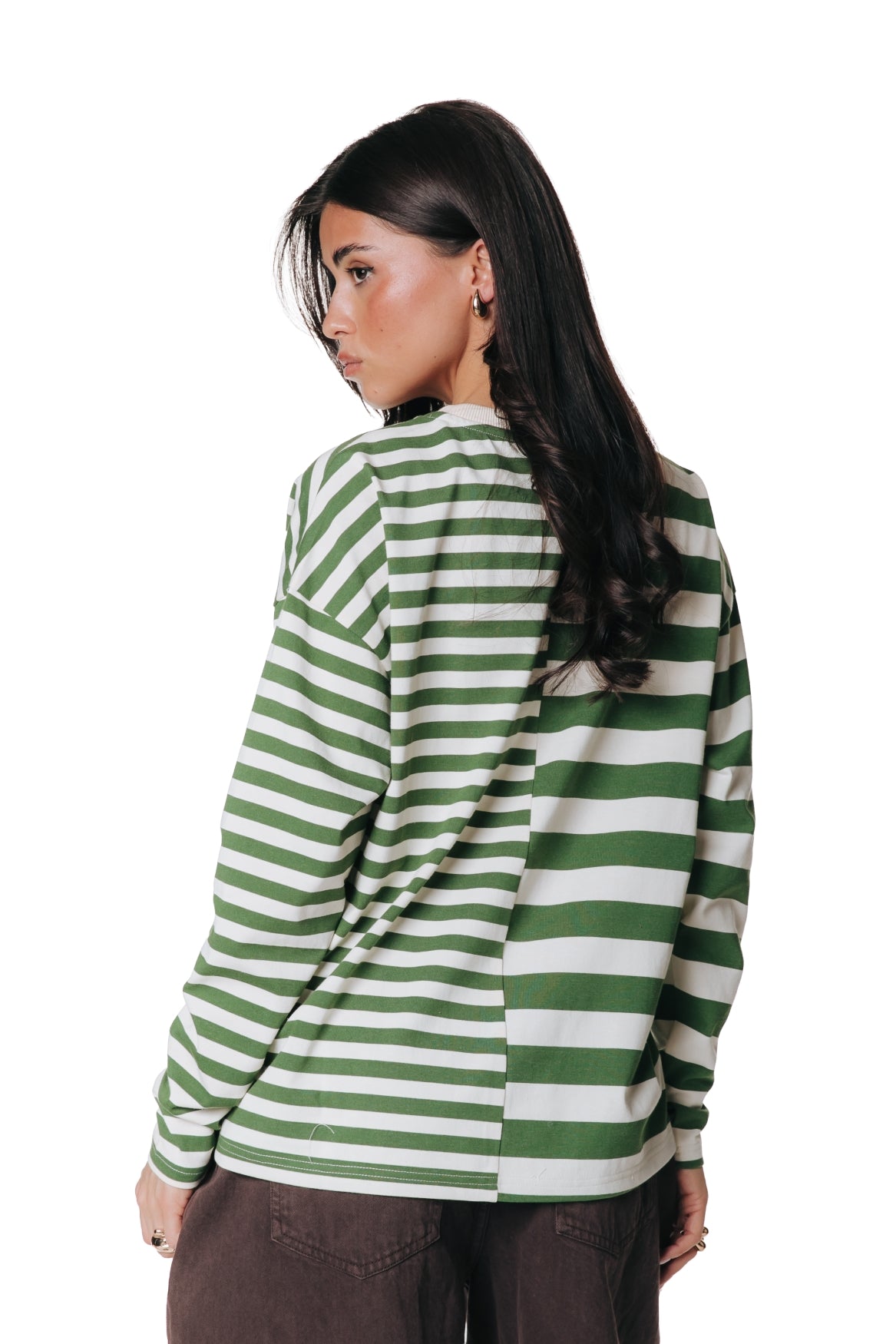 Tonal Two-Striped Long-sleeve | Green / White