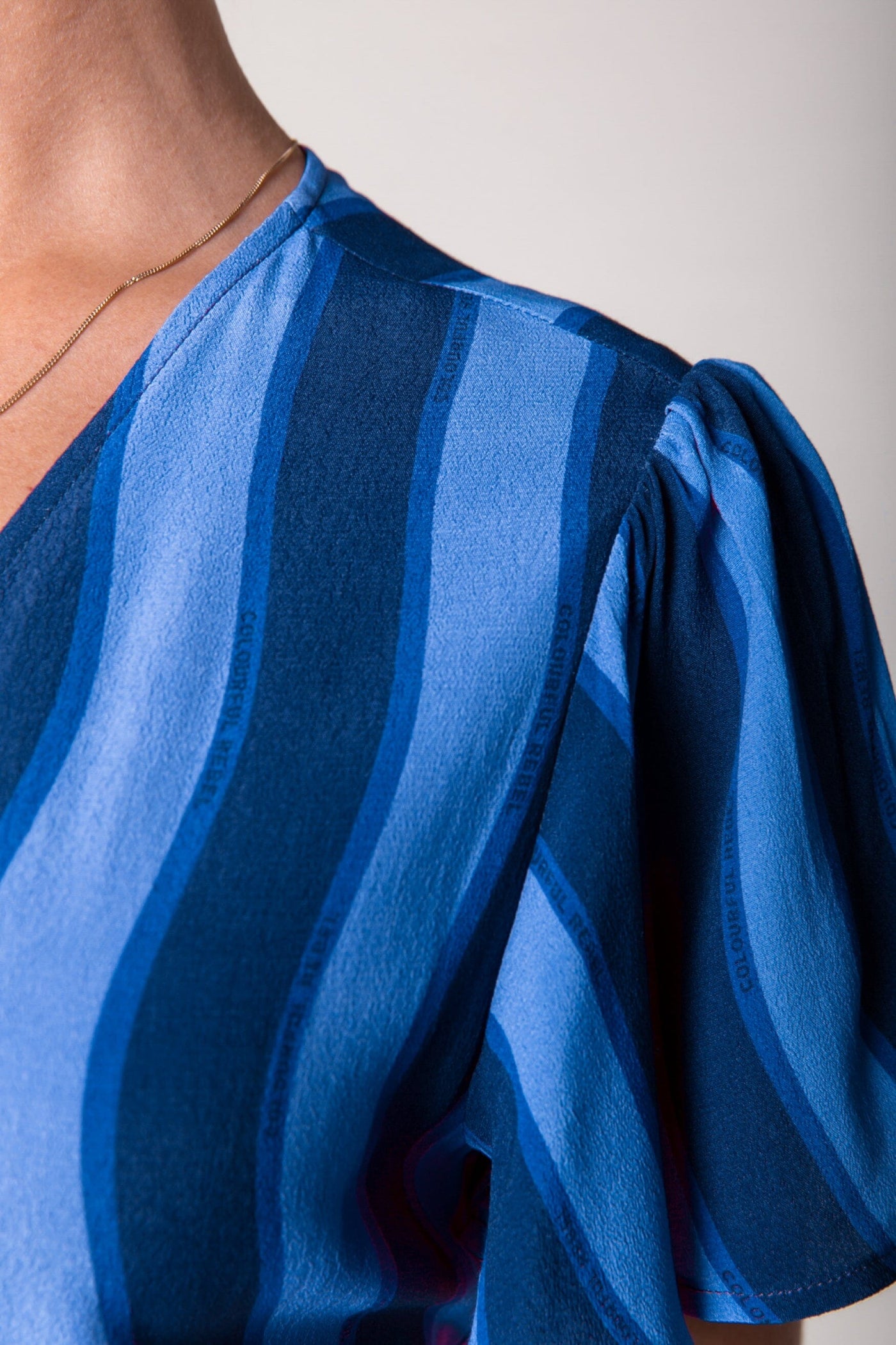 Colourful Rebel Ava Stripes Wrap Dress | Blue 
