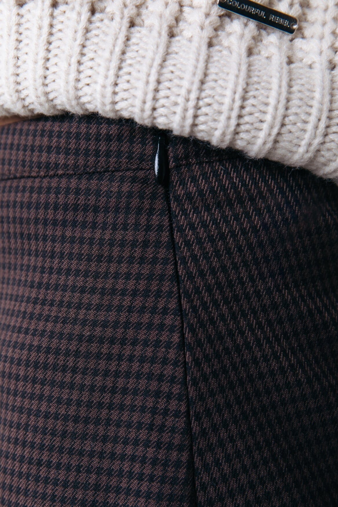 Colourful Rebel Maeve Check Skirt | Darkest Brown