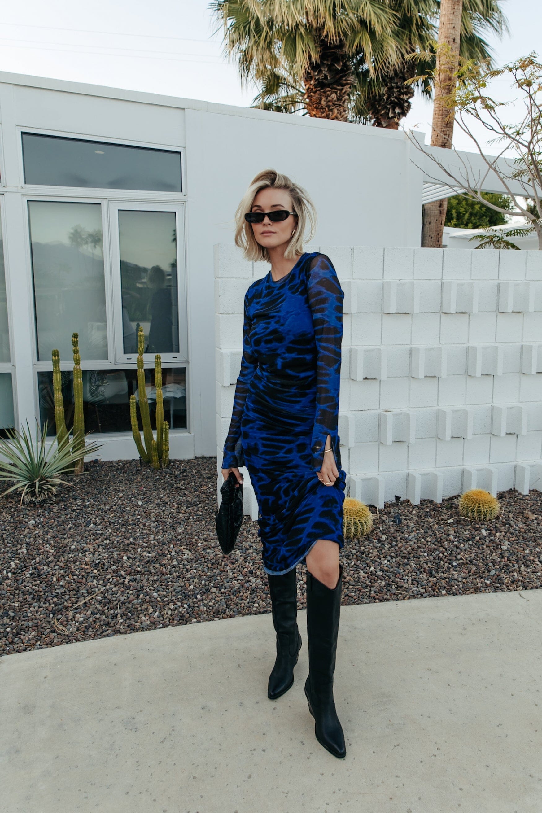 Colourful Rebel Maude Animal Mesh Dress | Deep blue