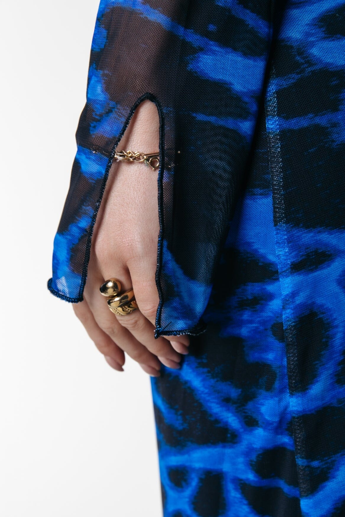 Colourful Rebel Maude Animal Mesh Dress | Deep blue