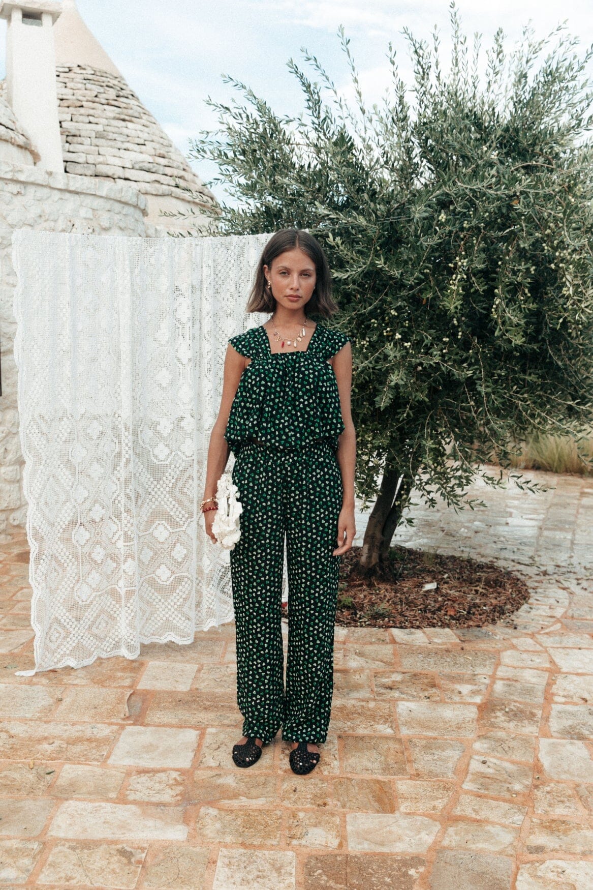 Colourful Rebel Melody Hearts Straight Pants | Bright green