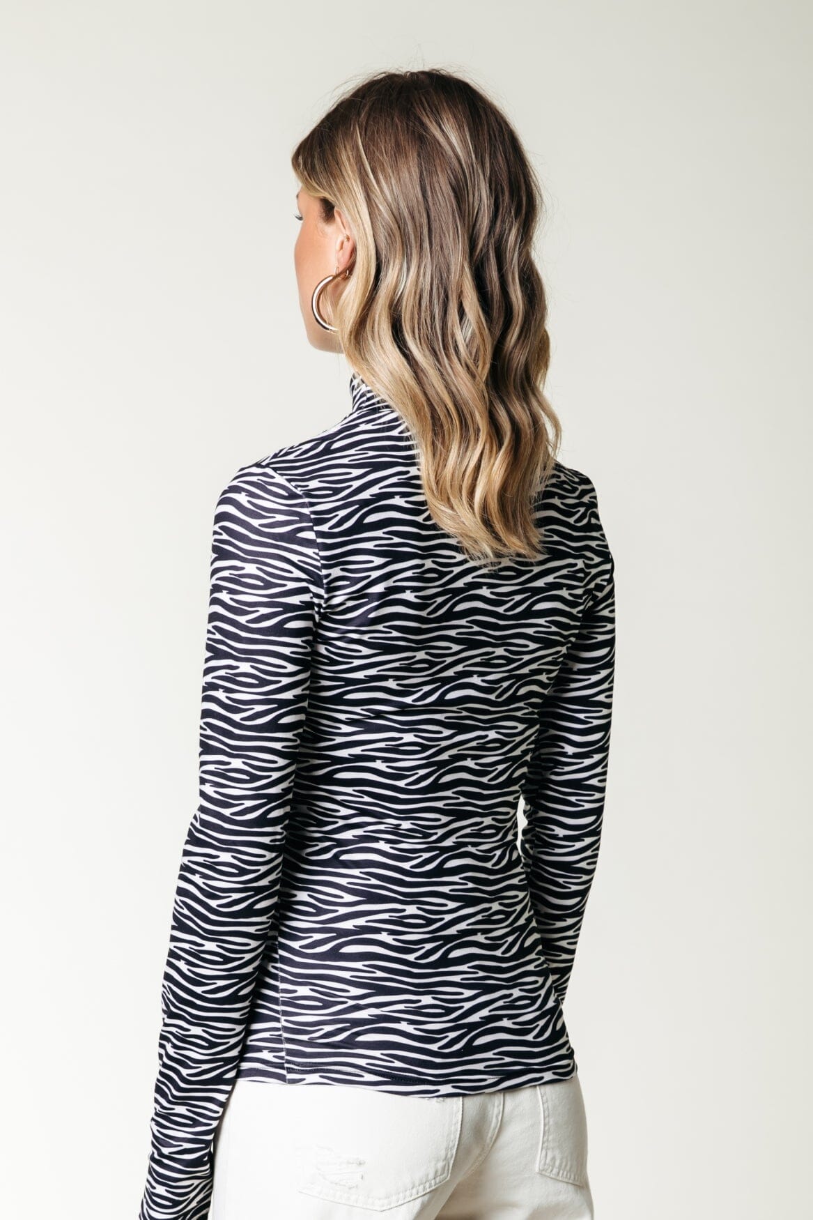 Colourful Rebel Neyo Zebra Peached Turtleneck Top | Black/white