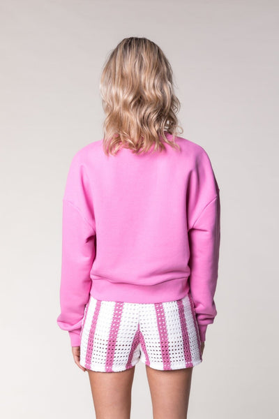 Colourful Rebel Nolita Crochet Stripe Short | Medium pink 
