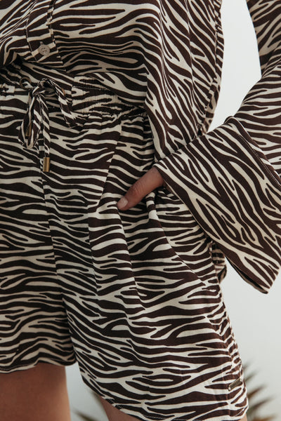 Colourful Rebel Tia Zebra Kimono Blouse | Dark brown 