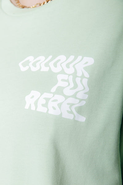 Colourful Rebel Wave Logo Tee | Soft Green 