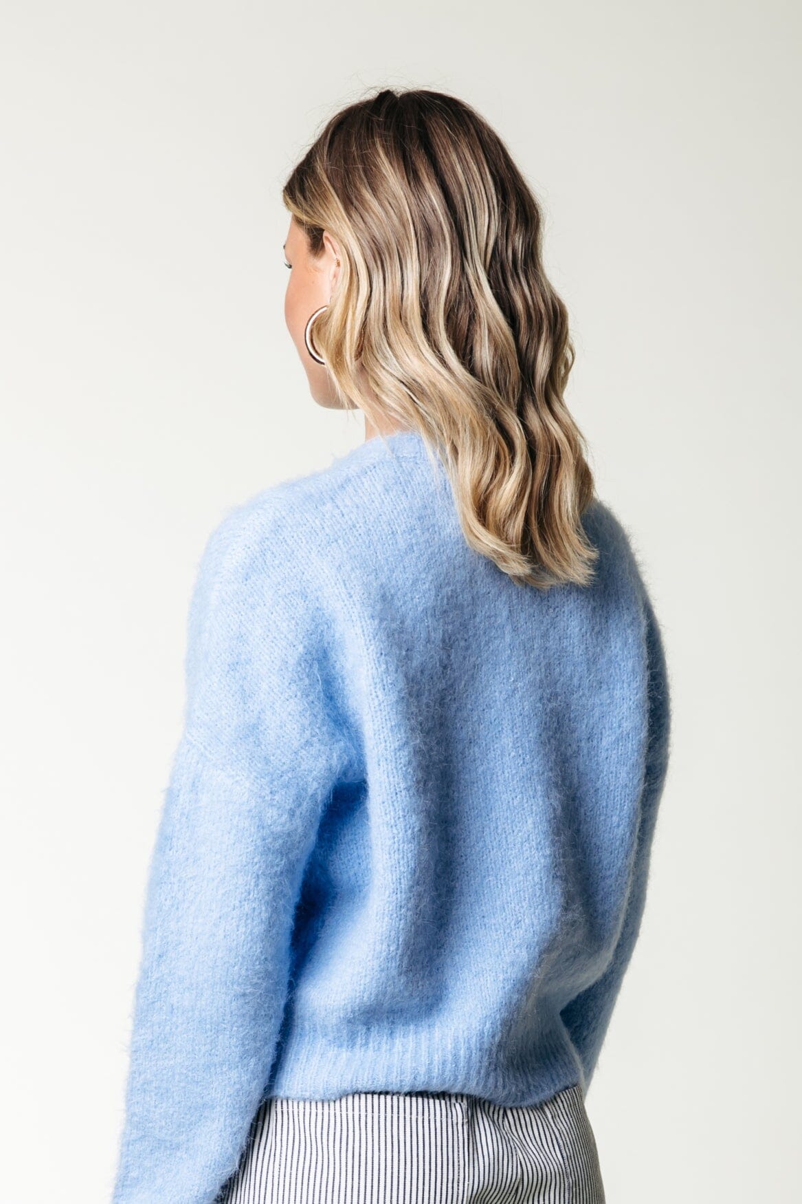 Colourful Rebel Yara Crewneck Knitted Cardigan | Rain Washed Blue