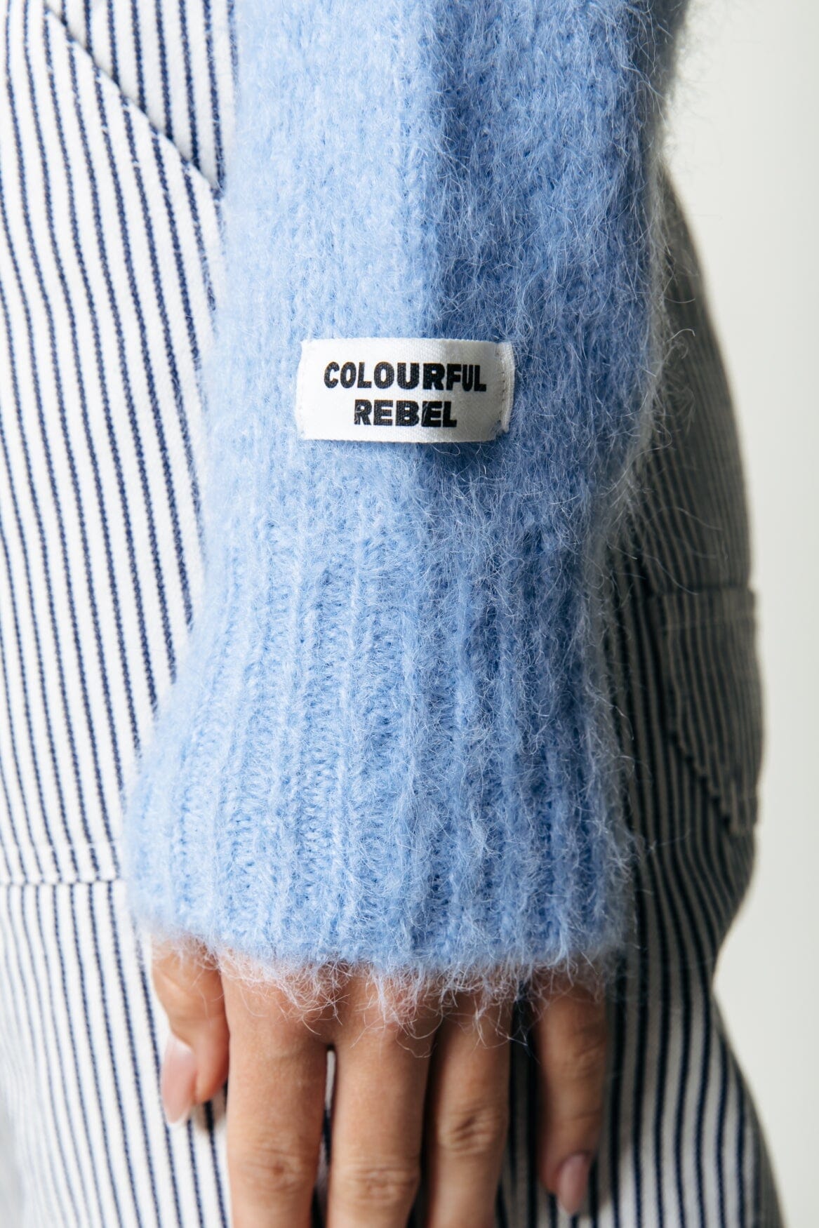 Colourful Rebel Yara Crewneck Knitted Cardigan | Rain Washed Blue