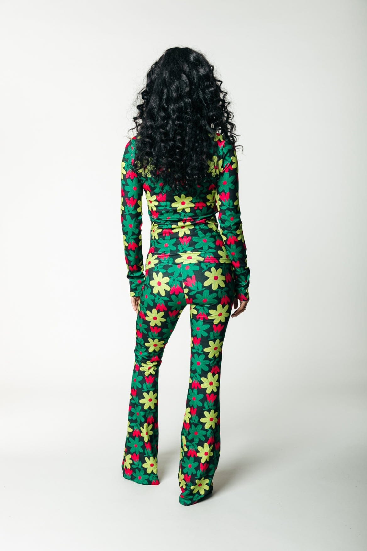 Colourful Rebel Big Flower Flare Pants | Multicolor