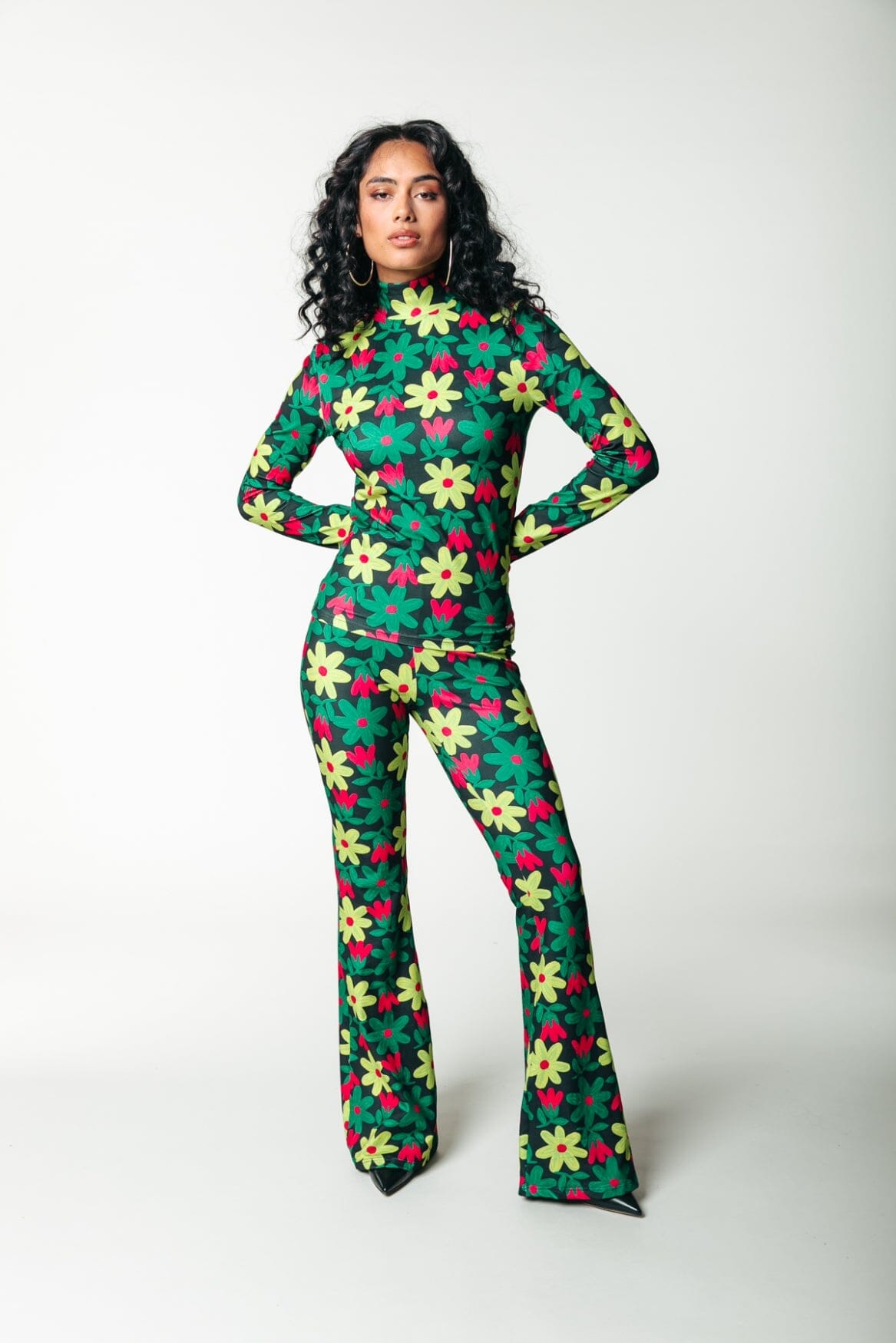 Colourful Rebel Big Flower Flare Pants | Multicolor 8720867015321