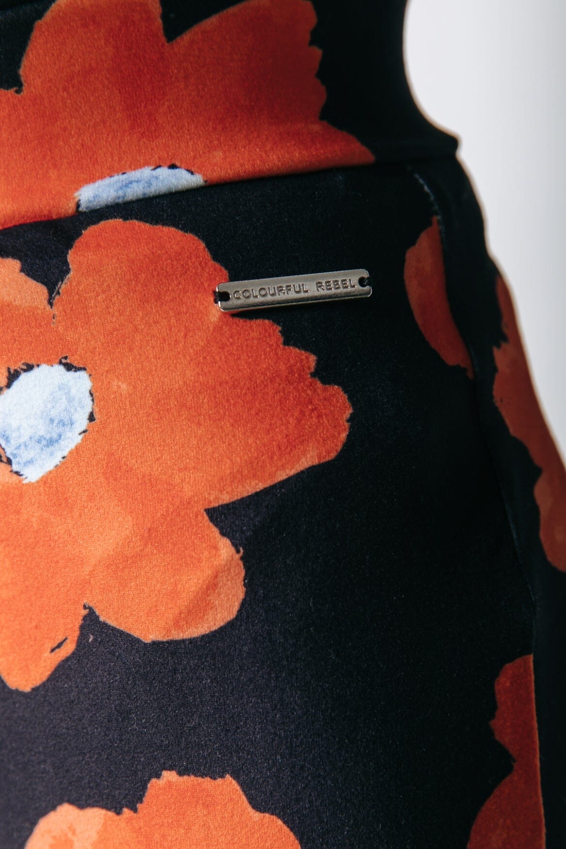 Colourful Rebel Flower Peached Flare Pants | Mandarin Orange