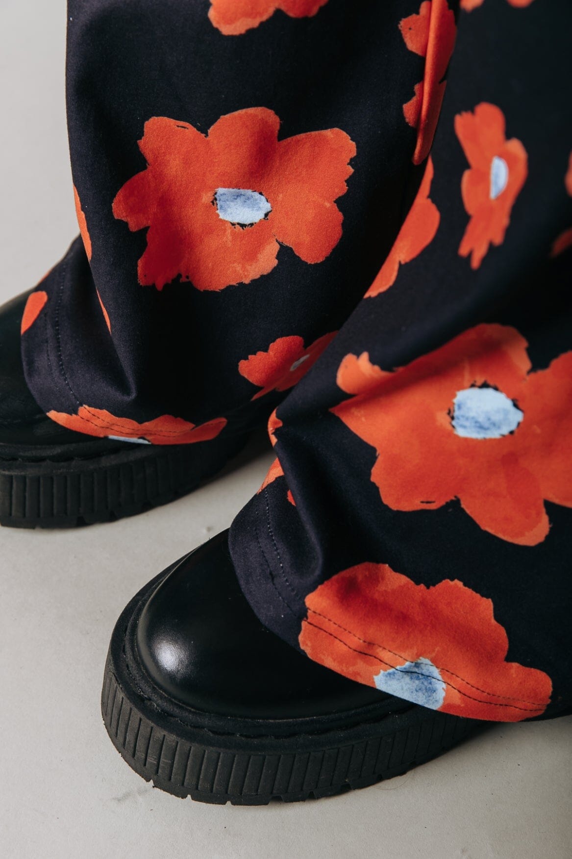 Colourful Rebel Flower Peached Flare Pants | Mandarin Orange