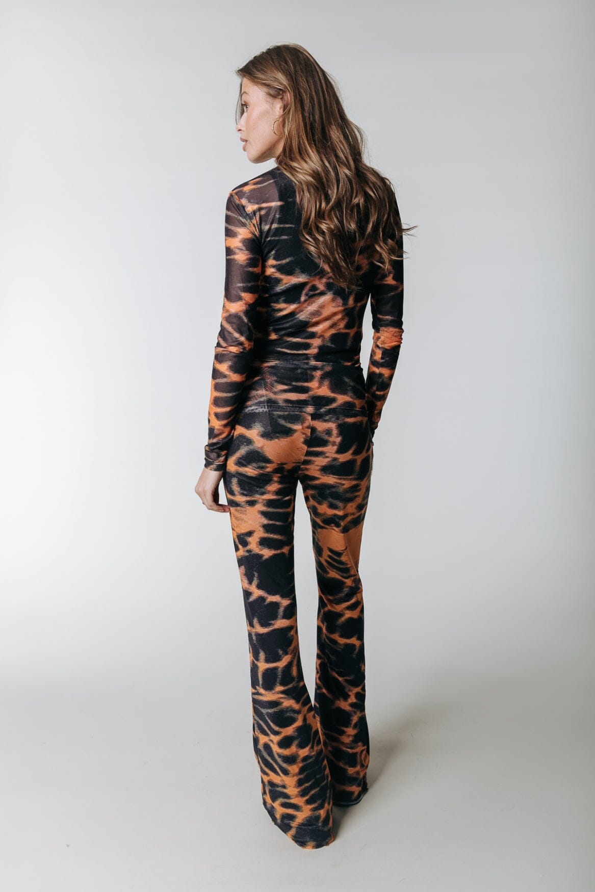 Colourful Rebel Neyo Animal Mesh Turtleneck Top | Mandarin Orange