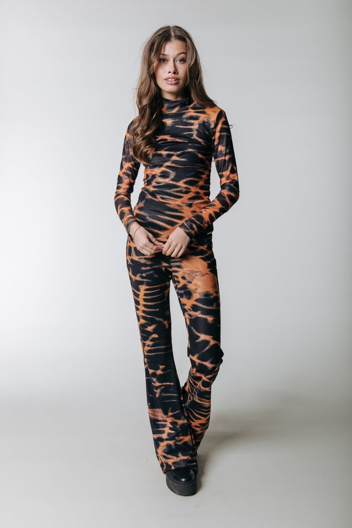 Colourful Rebel Neyo Animal Mesh Turtleneck Top | Mandarin Orange 8720603292528