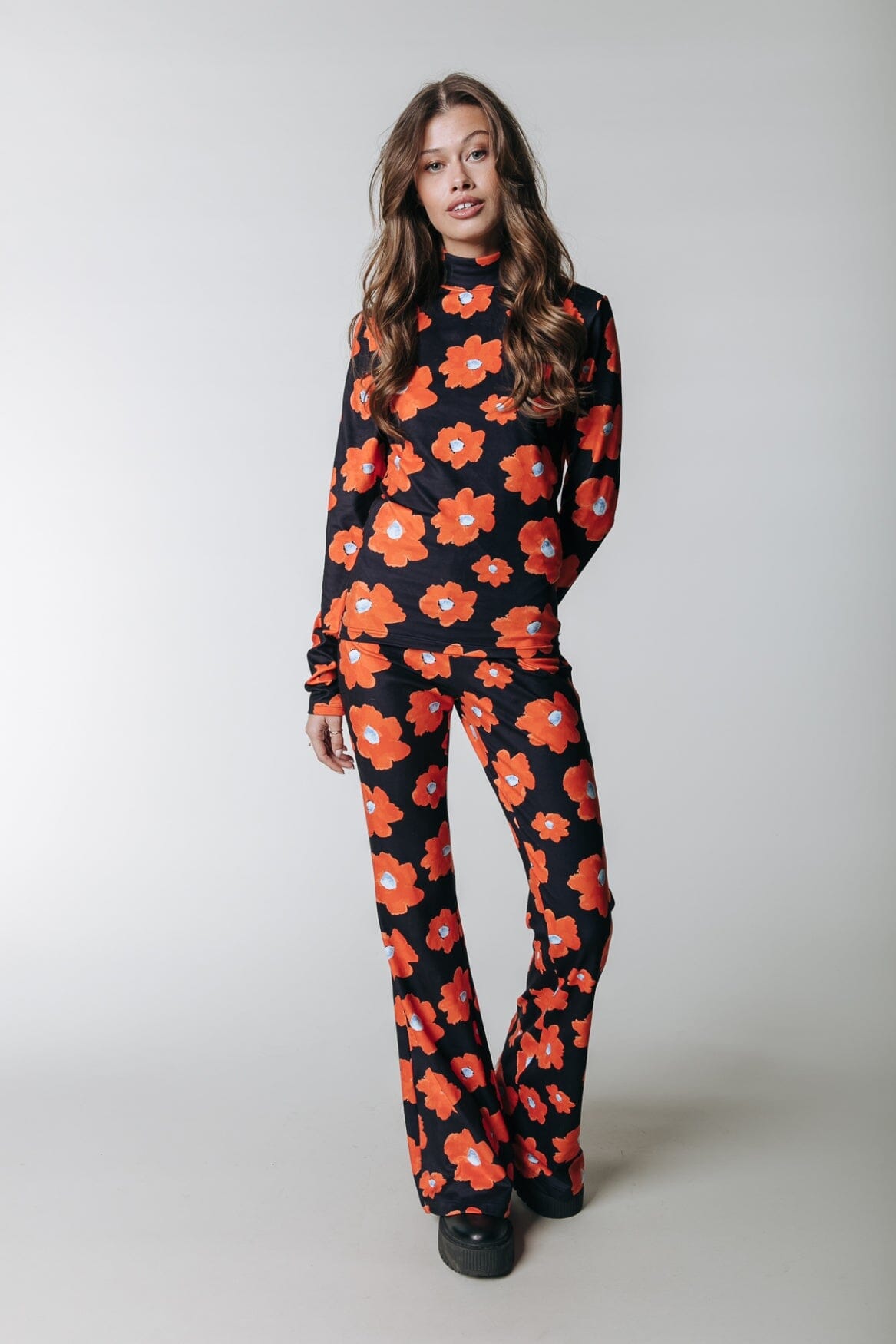Colourful Rebel Neyo Flower Peached Turtleneck Top | Mandarin Orange 8720603291262