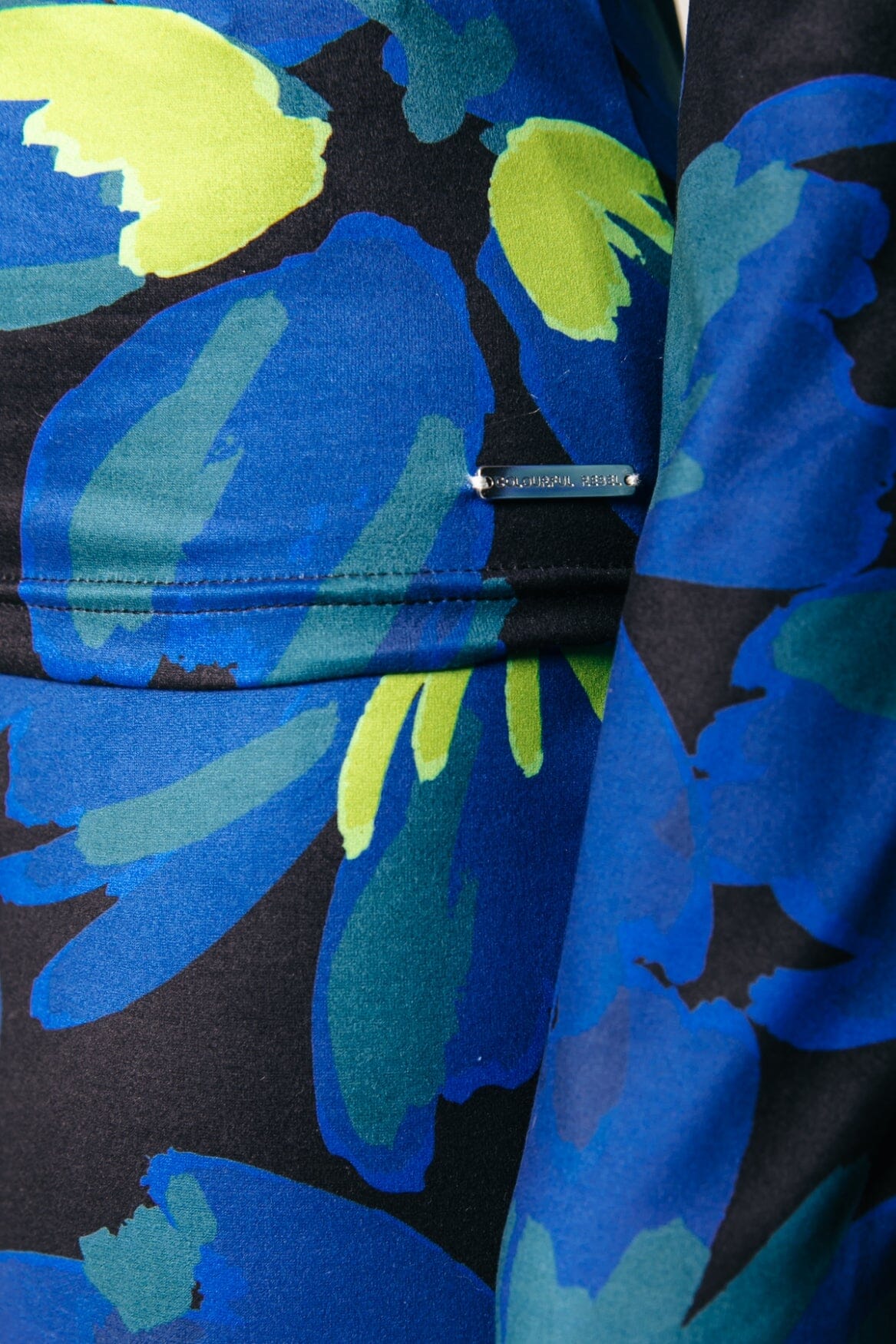 Colourful Rebel Neyo Moved Flower Peached Turtleneck Top | Vibrant Blue