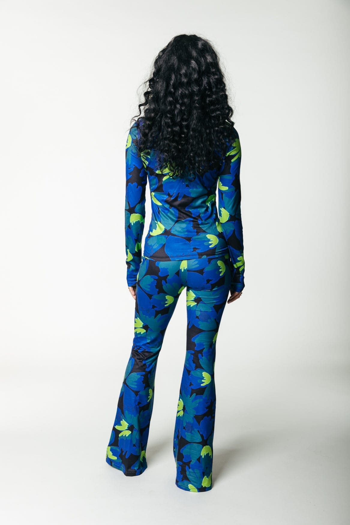 Colourful Rebel Neyo Moved Flower Peached Turtleneck Top | Vibrant Blue