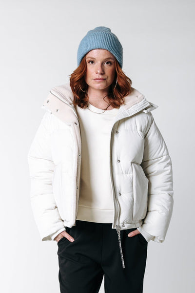Colourful Rebel Rya Contrast Teddy Puffer Jacket | Off white 8720867007982