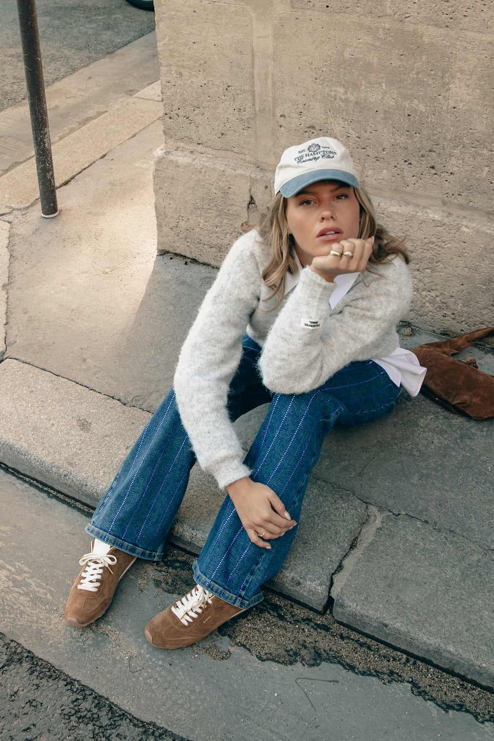 Gaias Rhinestones Denim | Dark blue denim