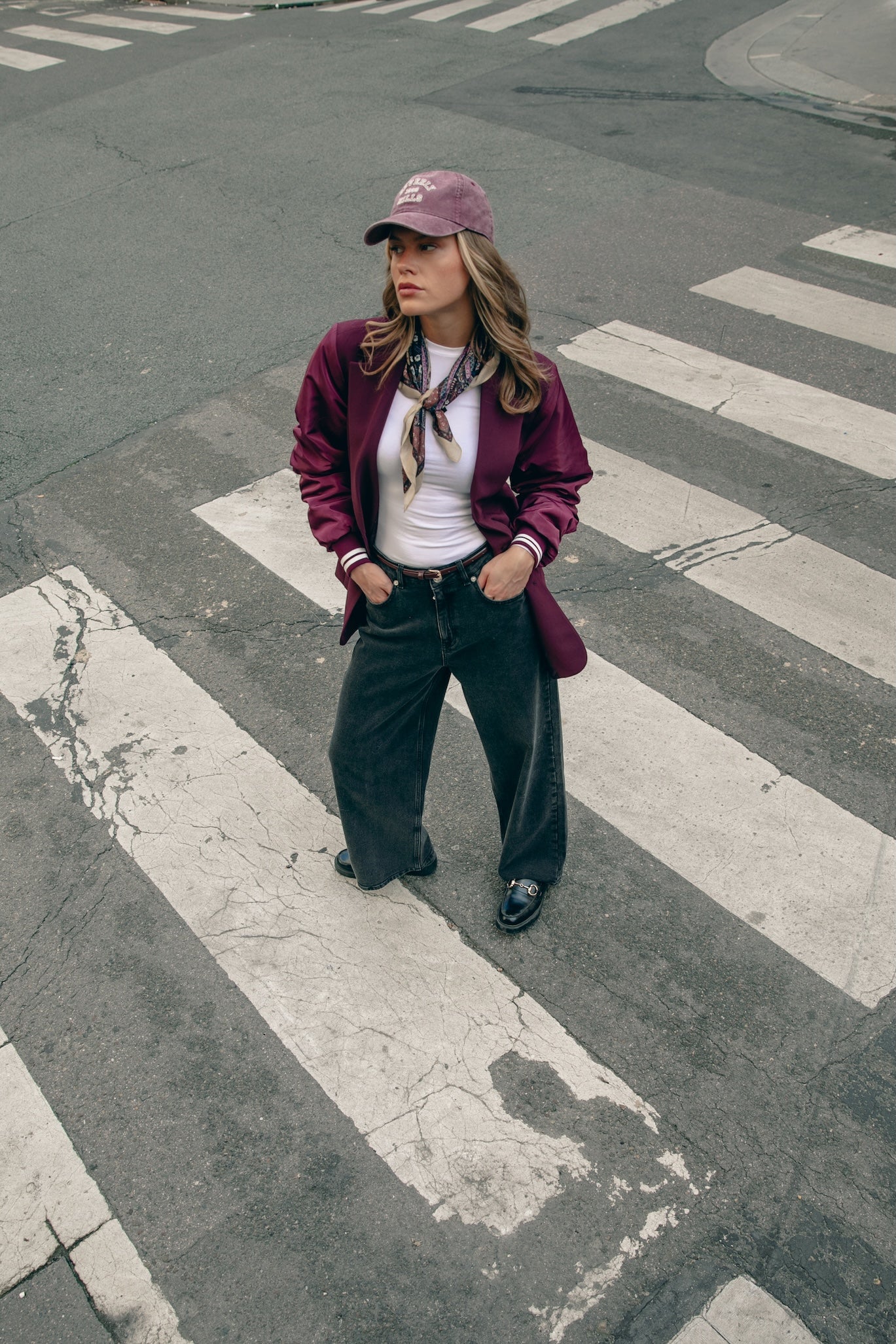 Gemma Contrast Blazer | Merlot Red