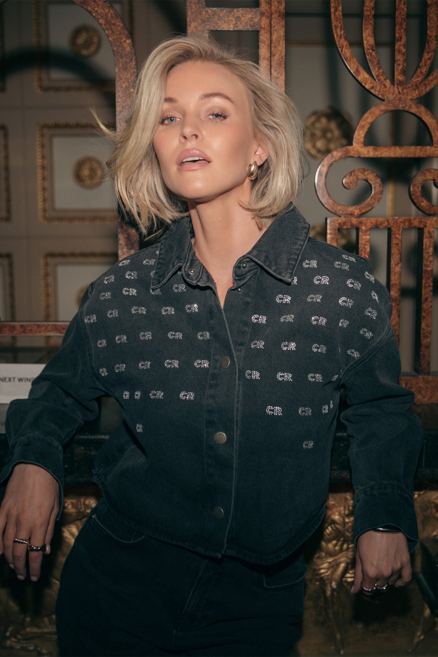 Billie Denim Blouse | Dark gray denim