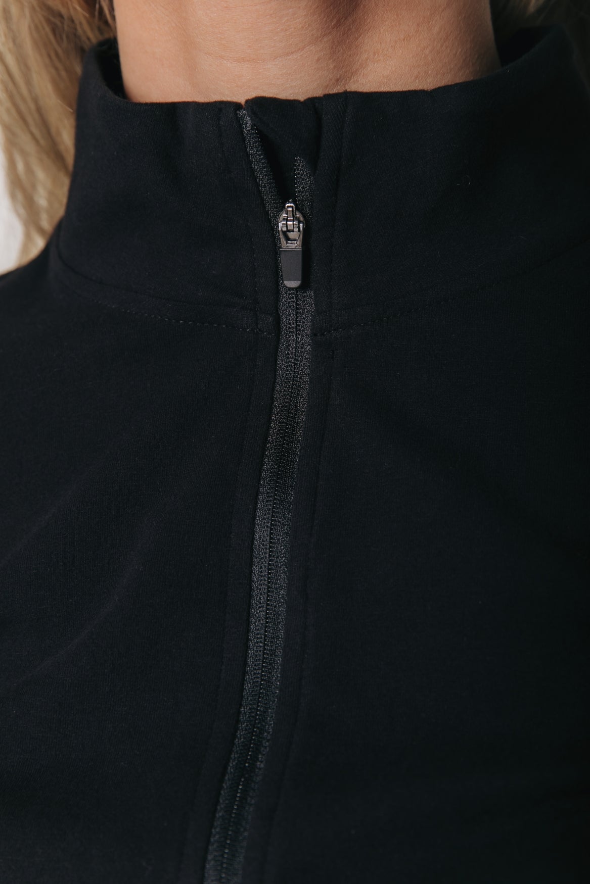 Fitted Full Zip Top | Black