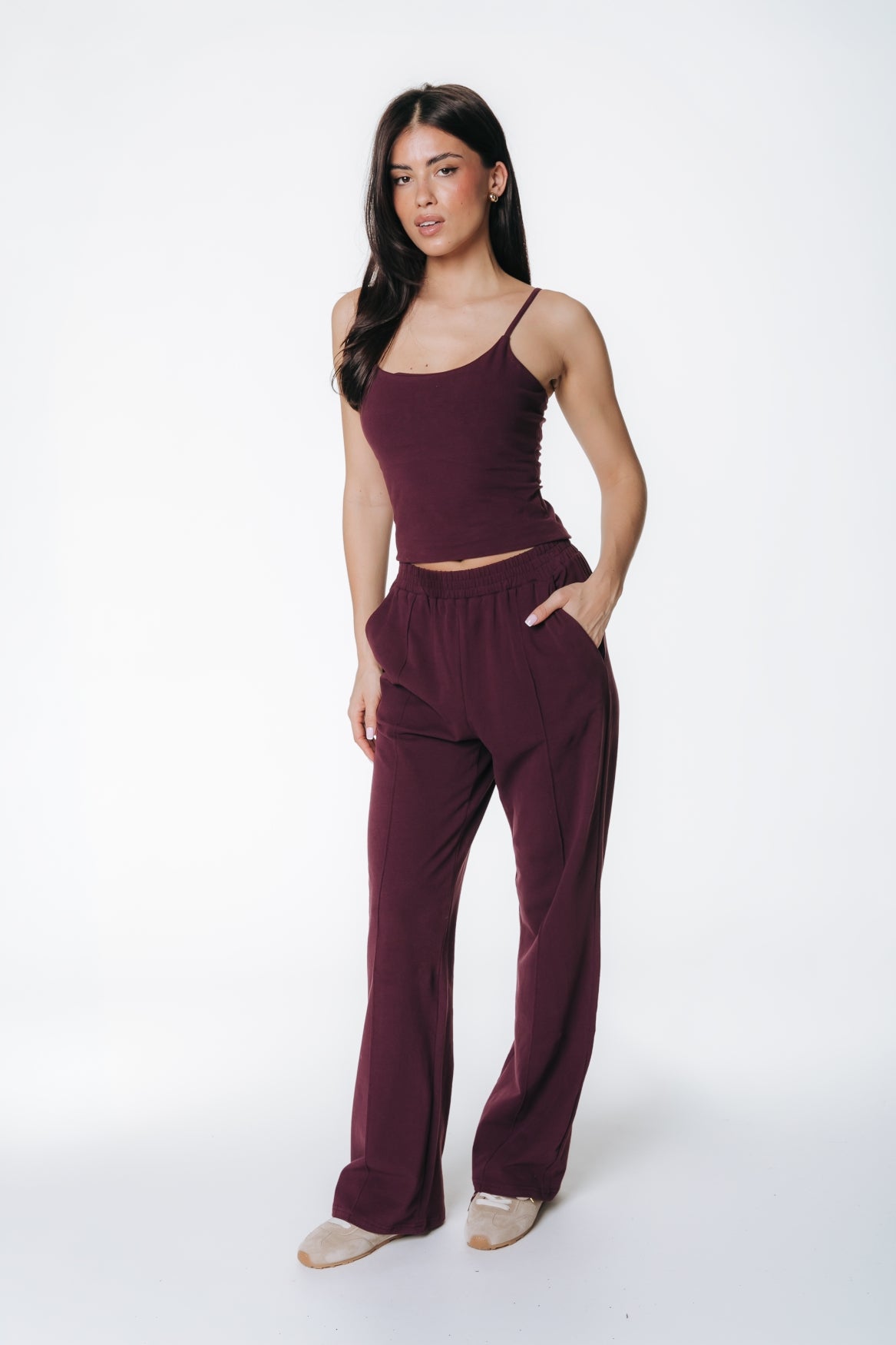 Fitted Strap Top | Merlot Red