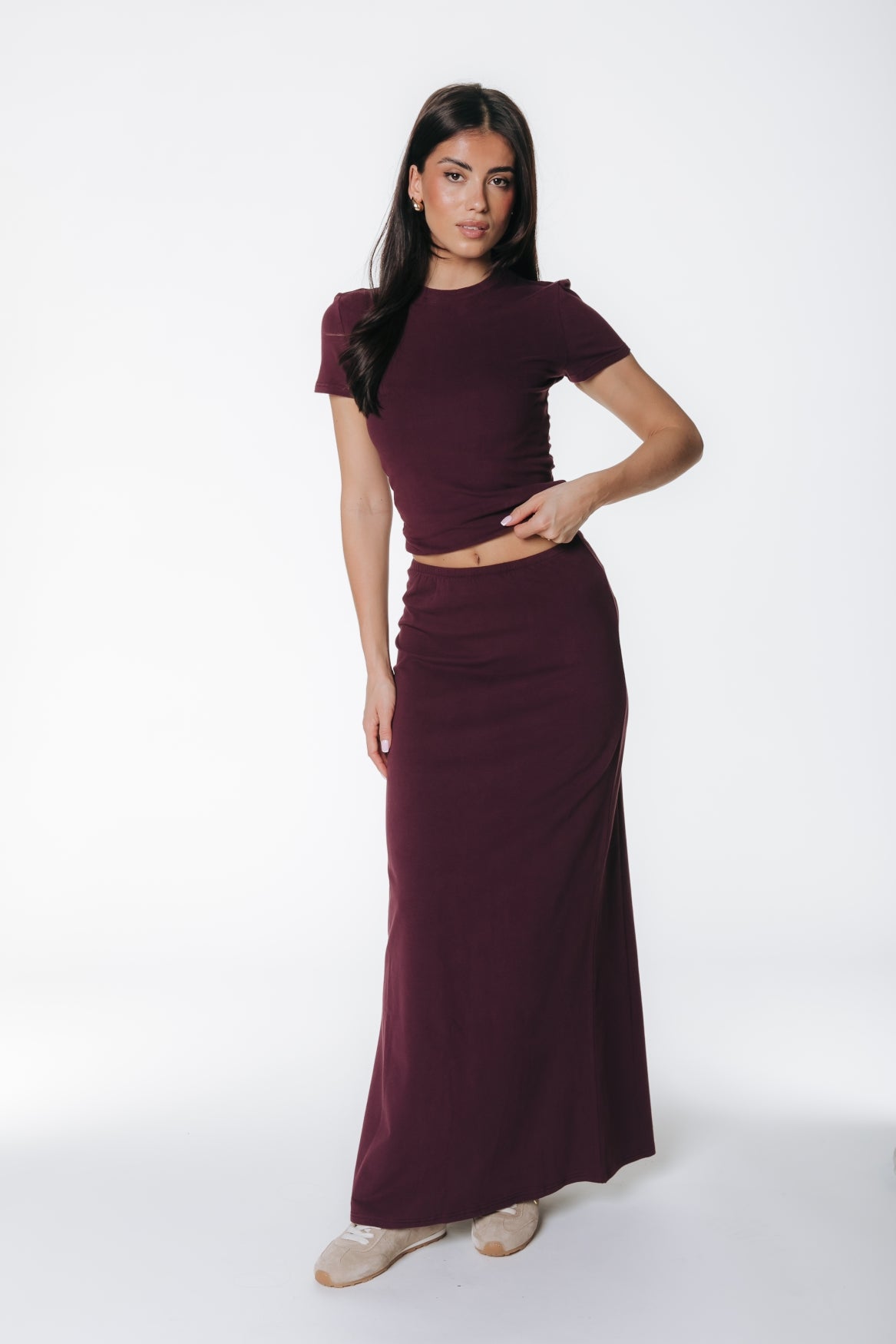 Fitted Maxi Skirt | Merlot Red