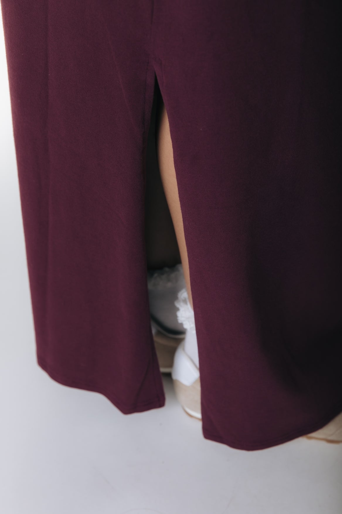 Fitted Maxi Skirt | Merlot Red