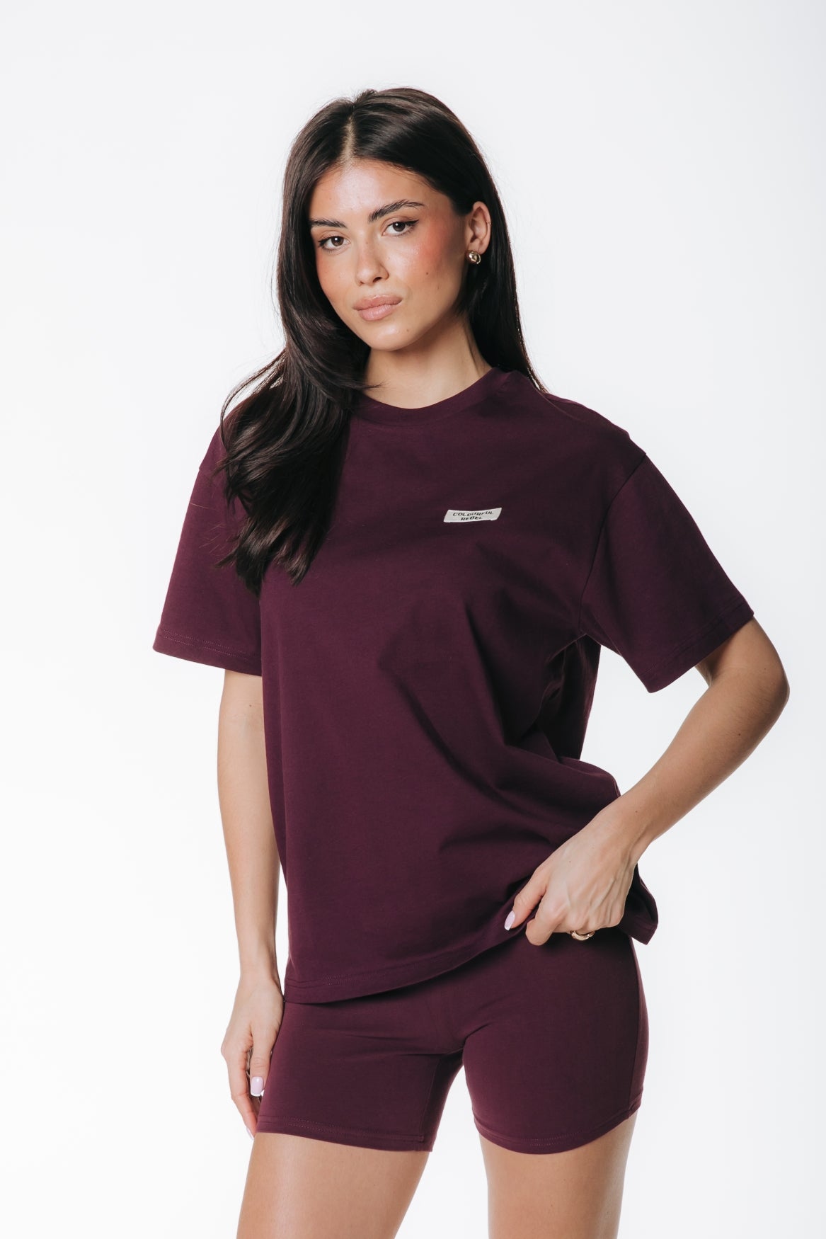 Uni Logo Fitted Shorts | Merlot Red